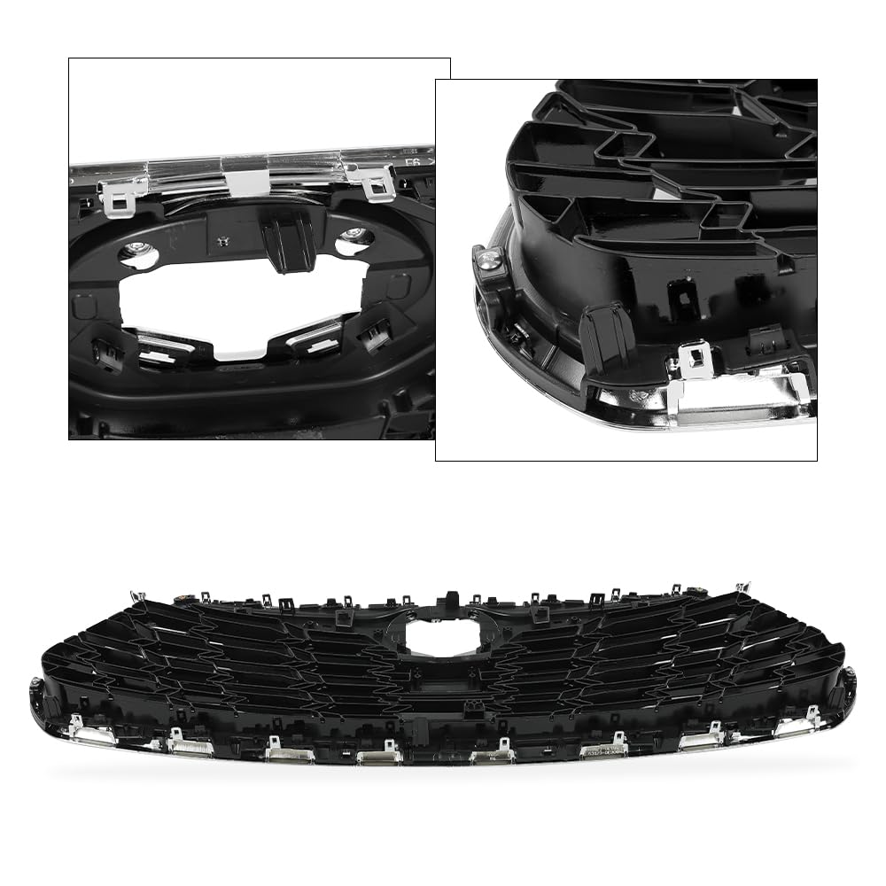 G-PLUS Front Bumper Upper Grille Chrome Trim Grill Compatible with Toyota Highlander 2020 2021 2022, Not fit XSE models 531010E370, TO1200456 Silver