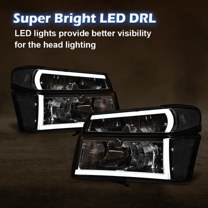 G-PLUS LED DRL Headlights,Fit Chevy Colorado/GMC Canyon 2004-2012,Fit Isuzu i-280 i-350 2006/i-290 i-370 2007-2008 Clear Lens Chrome Housing Clear Reflector Bumper Headlamps,faros delanteros Assembly