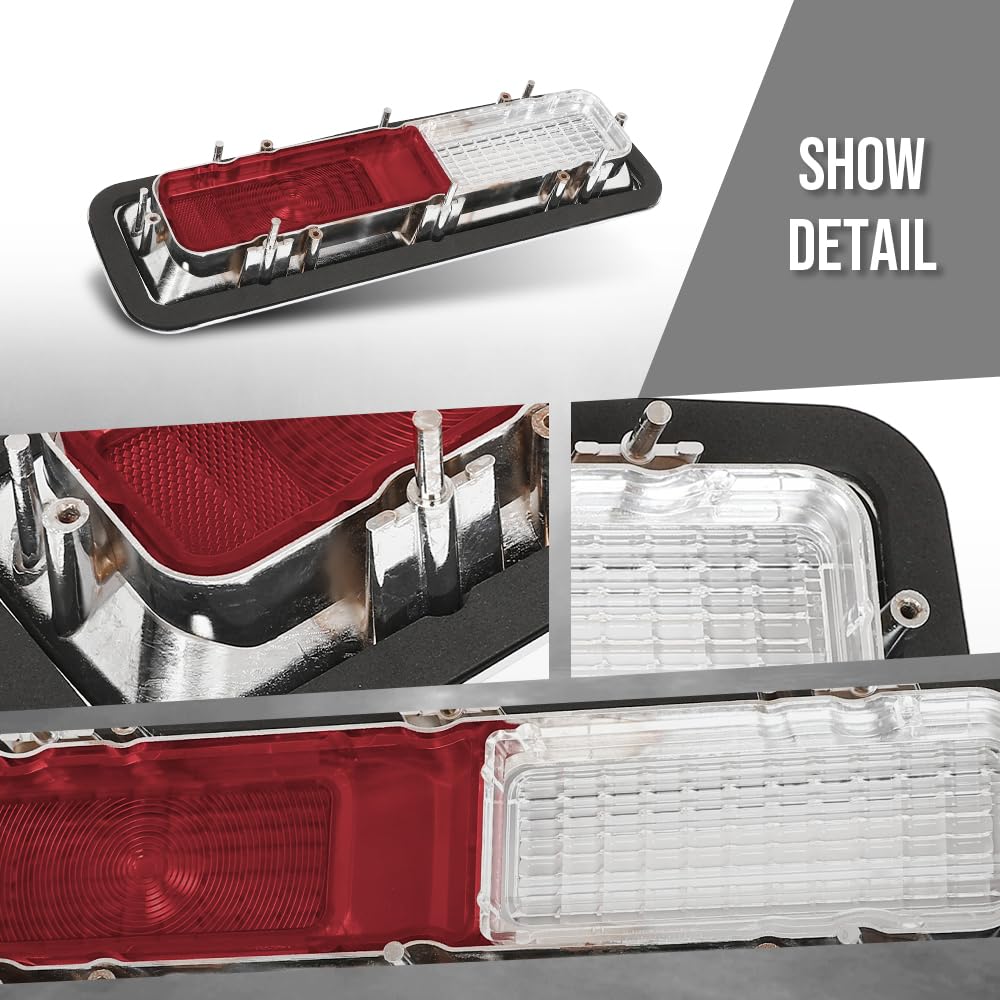 G-PLUS Tail Light Set, Bezels, Lens, Right & Left Compatible with Chevy Camaro 1968 Red