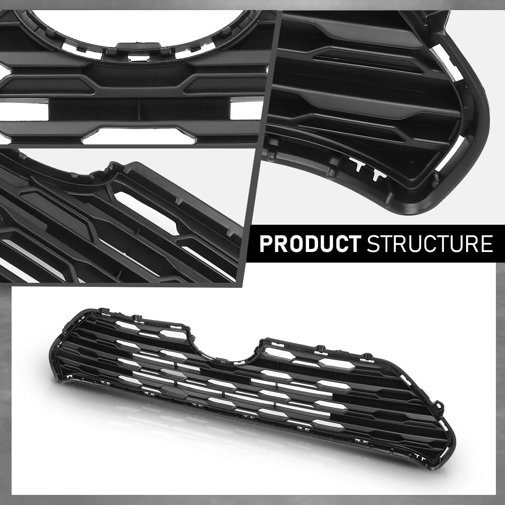 G-PLUS Front Bumper Upper Black Grille Grill Assembly Compatible with Toyota RAV4 2019-2023 531120R120