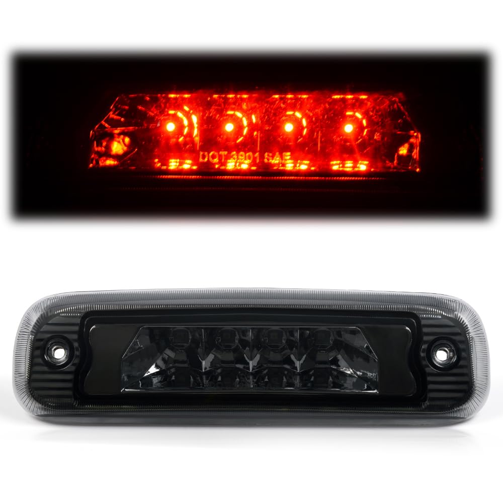 G-PLUS LED Third 3rd Brake Cargo Light Compatible With 1997 1998 1999 2000 2001 Cherokee, Rear Roof Center High Mount Stop Tail Light Replacement (Chrome Housing Smoky Lens)