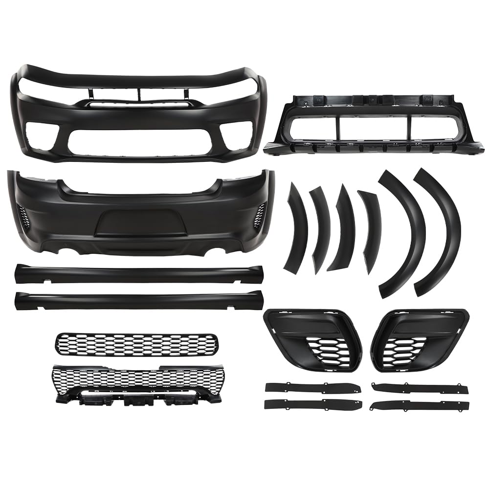 G-PLUS Front Rear Bumper Body Kit Compatible with Dodge Charger SRT Style 2015-2023 Widebody Full Bumper Replacement Assembly