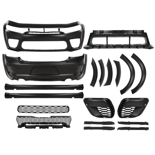 G-PLUS Front Rear Bumper Body Kit Compatible with Dodge Charger SRT Style 2015-2023 Widebody Full Bumper Replacement Assembly