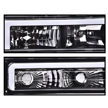 G-PLUS LED DRL headlights, Compatible with 1994 1995 1996 1997 1998 1999 2000 GMC C10 C/K C1500 bumper Headlamp, Clear lens Black Housing Clear Reflector