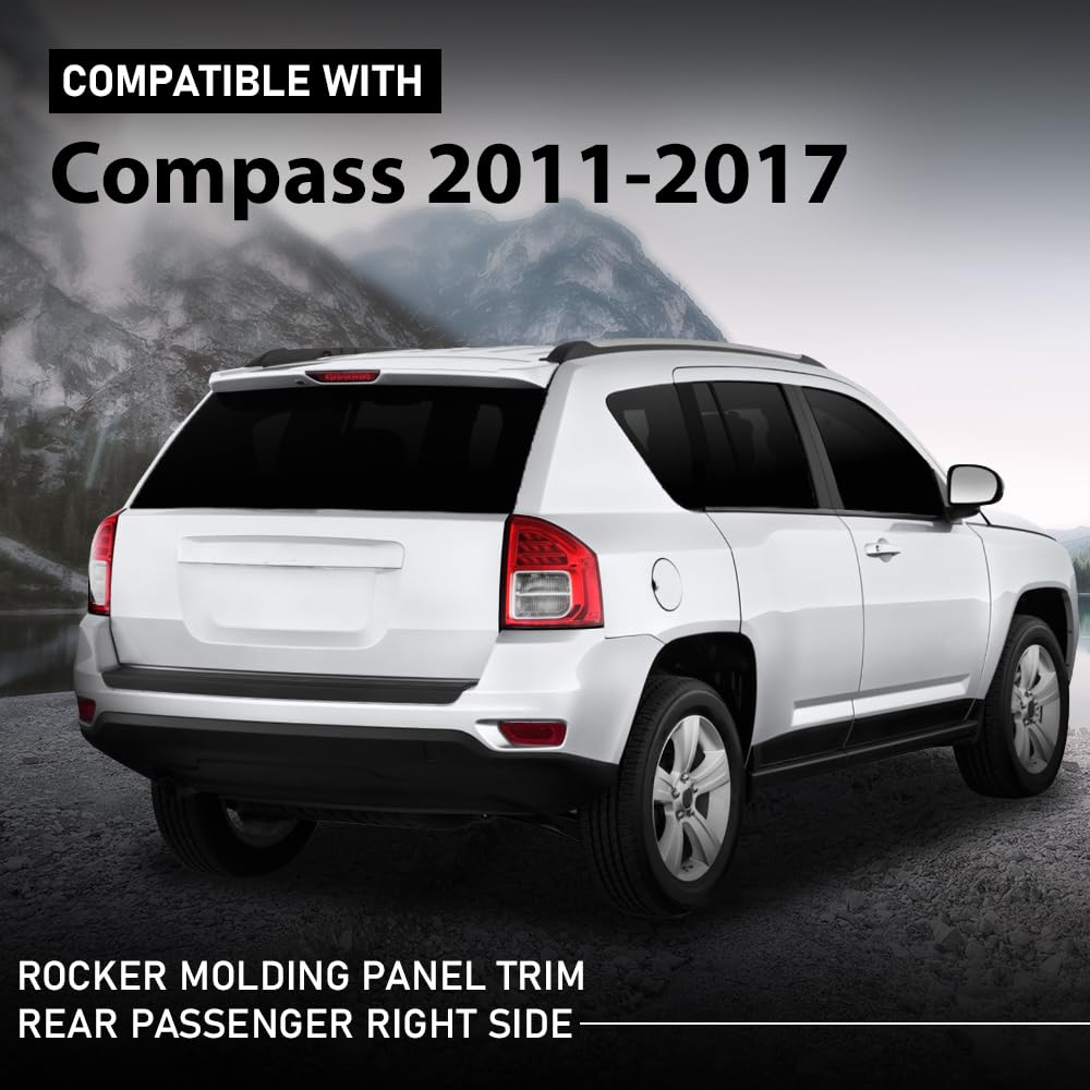 G-PLUS Rear Right Side Rocker Molding Panel Trim Compatible with Jeep Compass 2011-2017 5116128AC, 05116128AC