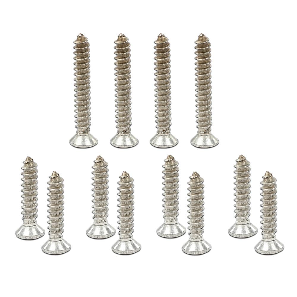 G-PLUS Headlight & Bumper Bezel Trim Screw Kit Chrome Silver Stainless Steel (Thread #8,Length 3/4" and 1 1/8",Torx Pan Head with a 9/32" Outside Diameter)