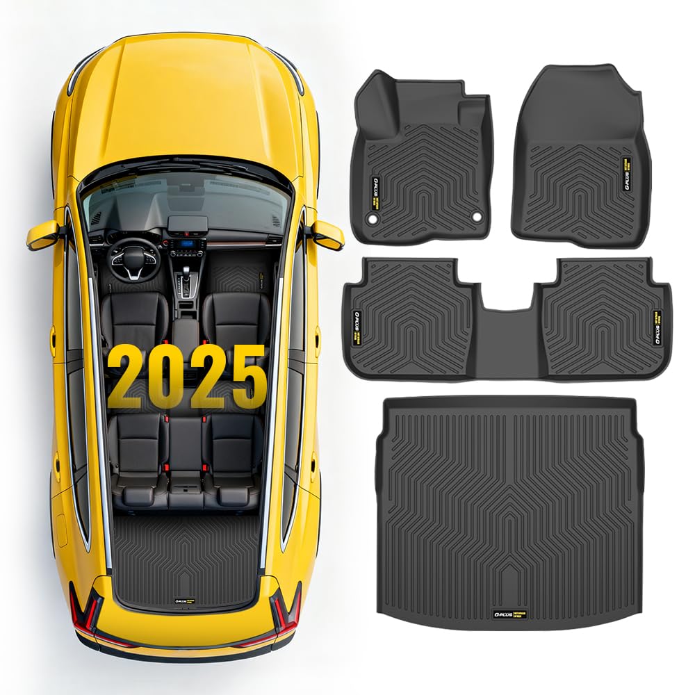 G-PLUS TPE Cargo Liners Compatible with Honda CRV 2023 2024 2025(Include Hybrid) Full Cover Protection All Weather, Floor Liners Car Accessories Black 1st & 2nd & 3rd Row 4PCS
