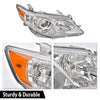 G-PLUS Headlights Assembly Compatible with Toyota Camry L/Le/Xle 2012-2014 Headlamps Pair Halogen Clear Lens Chrome Housing Amber Reflector,faros delanteros