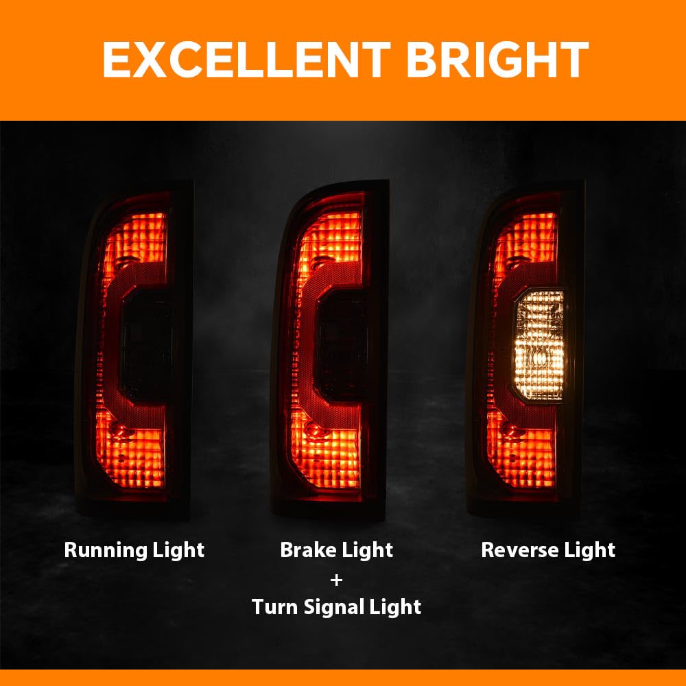 G-PLUS Tail Lights 1 Pair w/Bulbs Compatible with GMC Canyon 2015-2022 (submodel: All Terrain，Denali，Base, SL, SLE, SLT，AT4, Elevation, Elevation Standard) Luces Traseras Rear Brake Lamps Assembly