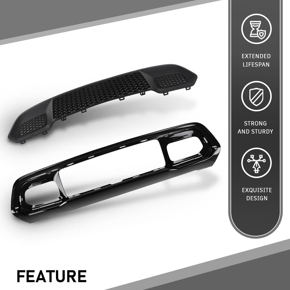 G-PLUS Front Lower Grille & Bumper Grill Bezel Compatible with Jeep Grand Cherokee 2017-2022 Black 5ZM53SZ0AA
