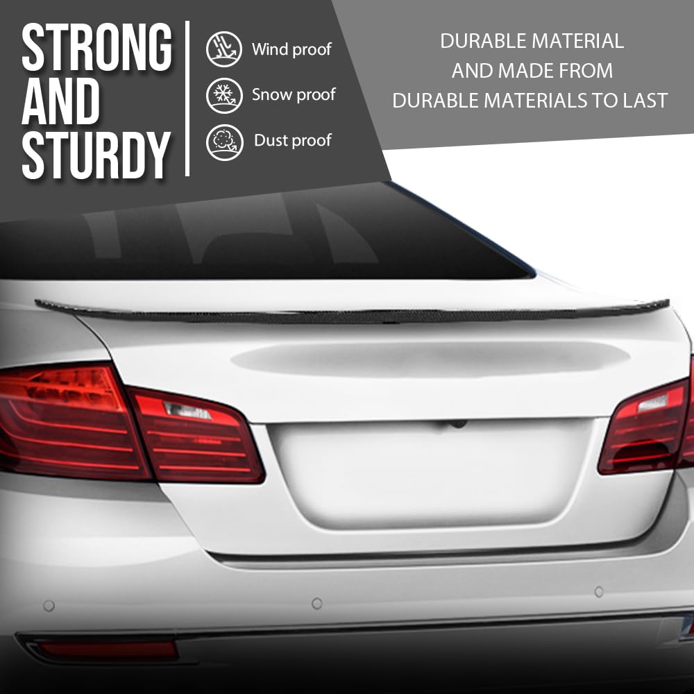 G-PLUS Rear Trunk Spoiler Wing Compatible with BMW F10 5 Series 4 Door Sedan Model 2011-2015 Fit BMW F10 M5 Sedan 2011-2015 Not Fit Wagon Model Trunk Spoiler Wing Carbon Fiber Black