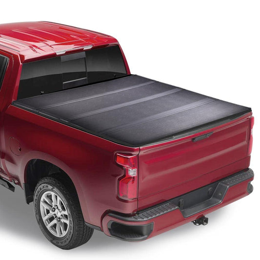 G-PLUS T4 Four-Fold Hard Lock 8Ft Truck Tonneau Cover Replacement for Chevy GMC Silverado Sierra 2014-2018 | 8'Long Bed Black