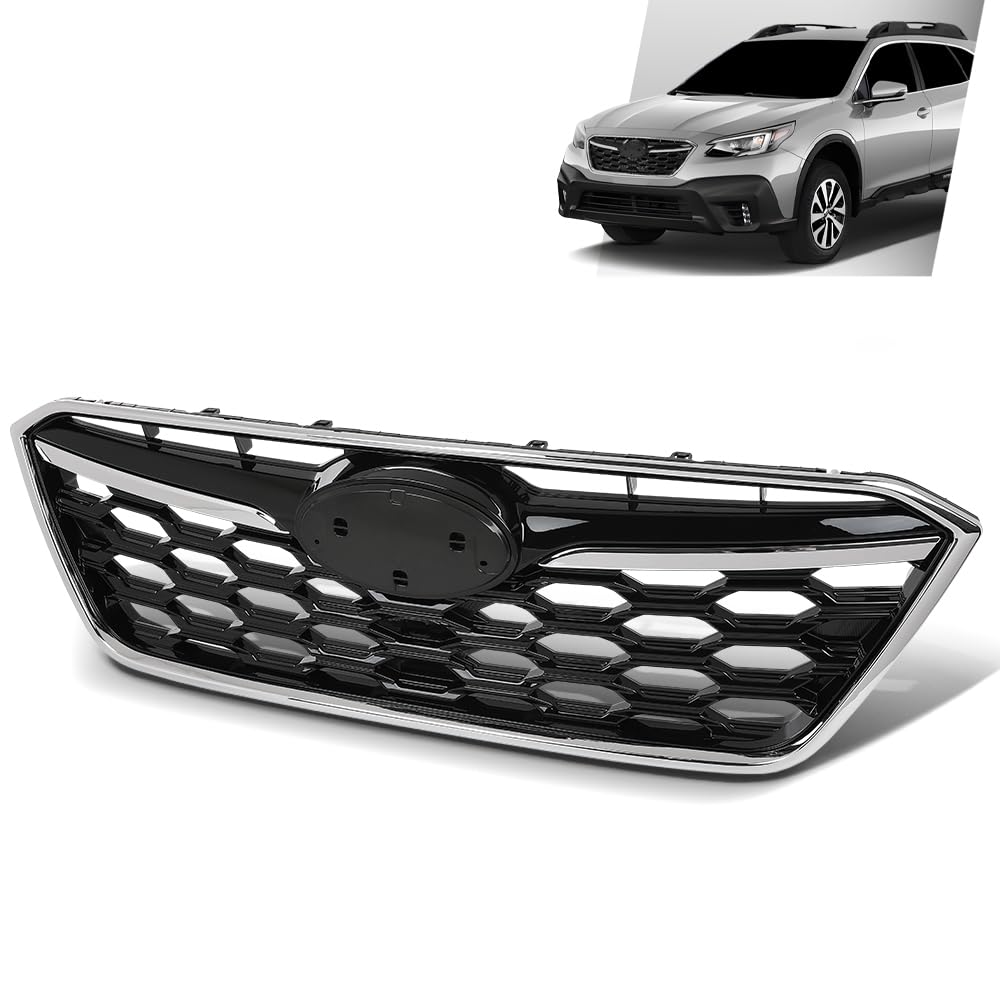 G-PLUS Front Upper Grille Black W/Chrome Trim Compatible with Subaru Outback 2020-2022 J1010AN010