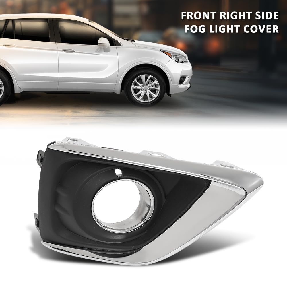 G-PLUS Fog Light Covers Front Passenger Right Side Hand Compatible with Buick Envision (submodel: Base, Essence, Preferred, Premium, Premium II) 2019 2020 42489939, GM1039266 Chrome Black