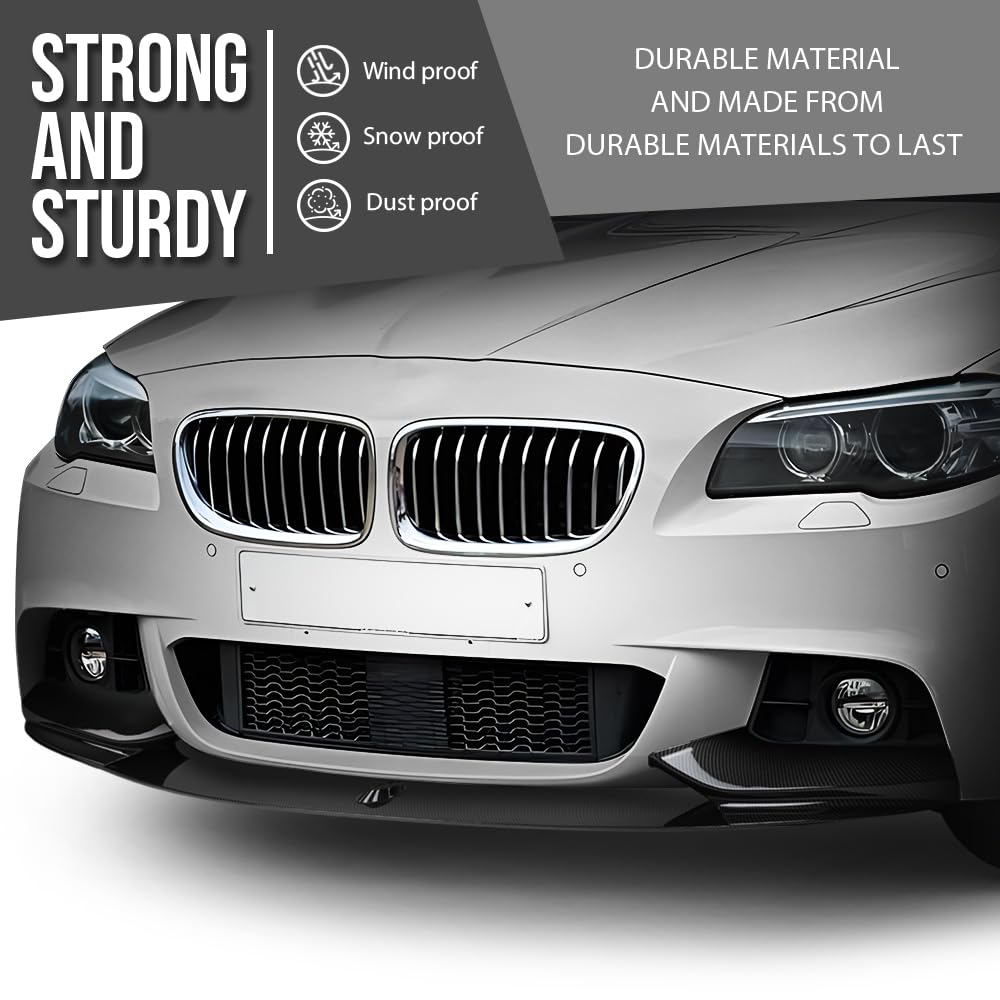 G-PLUS Front Bumper Lip Splitter Spoiler Compatible with BMW F10 5 Series M Sport 2011 2012 2013 2014 2015 2016, Only Fit Model with M Sport Bumper Front Lip Spoiler Splitter Carbon Fiber Black