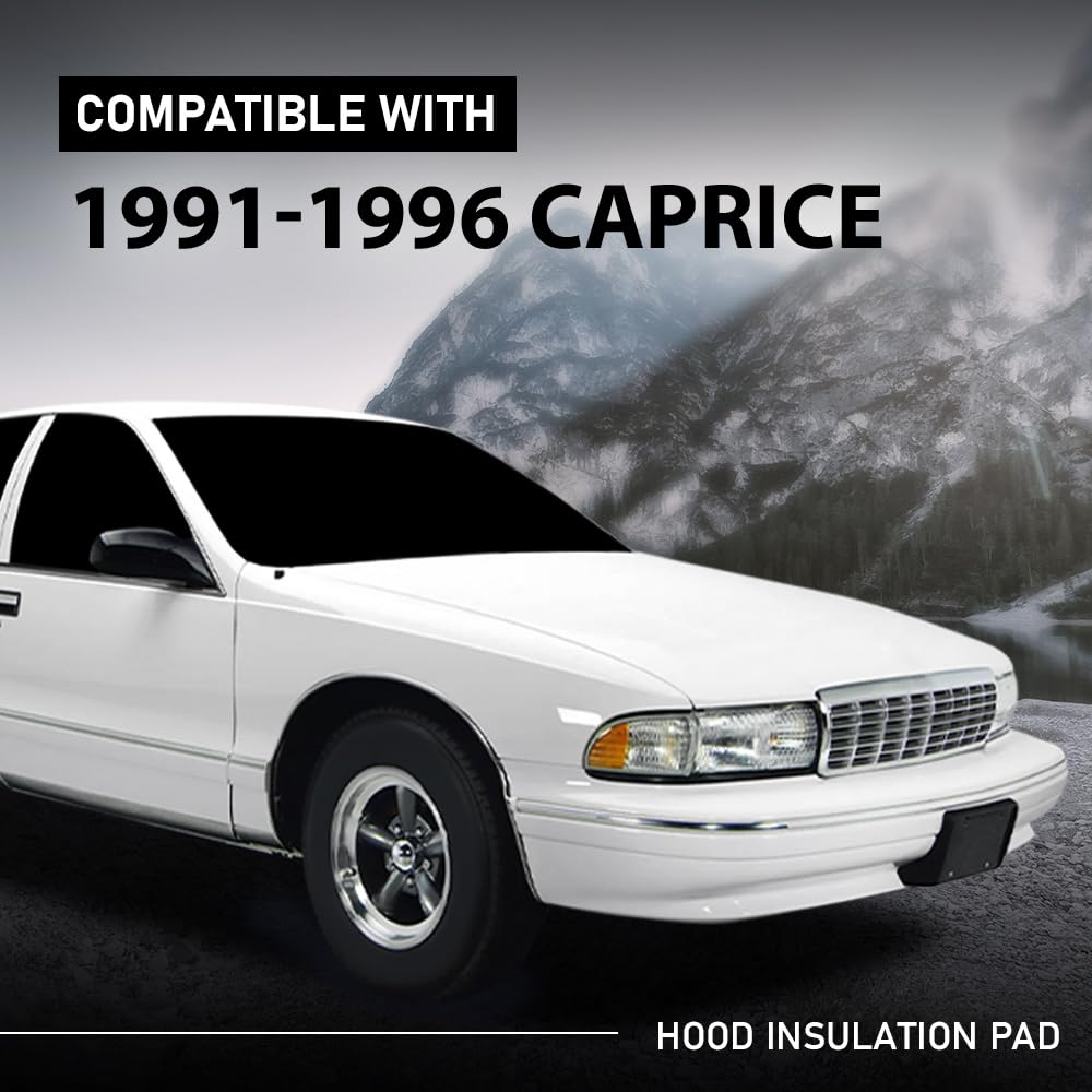 G-PLUS Hood Insulation Pad 1/2" Compatible with Chevy Caprice Impala 1991-1996 Black