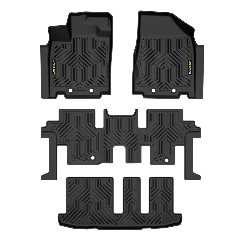 Floor Mats Fit Infiniti QX60 2014 2015 2016 2017 2018 2019 2020 All Weather Full Cover Protection TPE Floor Cargo Liners 1st & 2nd & 3rd Row 4PCS Black, alfombras para carro