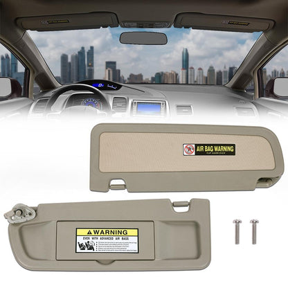G-PLUS Gray Left&Right Sun Visor with Mirror 1 Pair Compatible with 2006-2011 Honda Civic (Coupe, Sedan) 83280-SNA-A01ZE, 83230-SNA-A01ZE