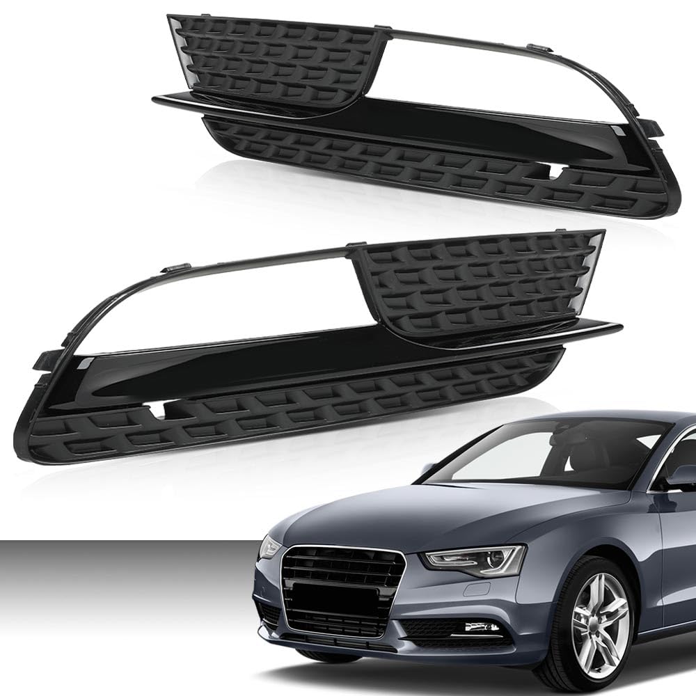 G-PLUS Front Bumper Lower Fog Light Grille Cover Grill Panel Pair Compatible with Audi A5 2012-2016/Fits Audi A5 Quattro 2012-2016/ Not fit for S5/ RS5/ A5 S-Line
