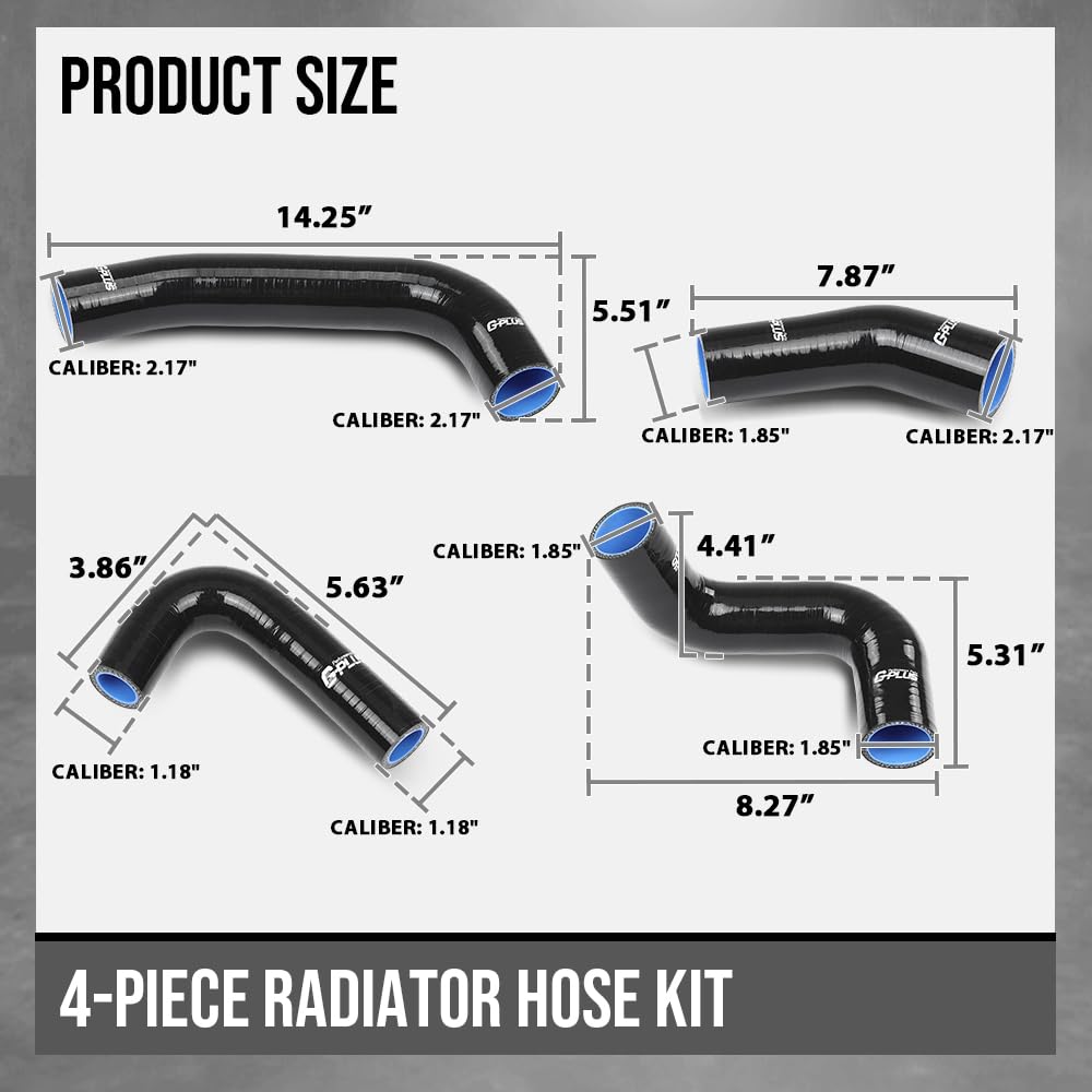 G-PLUS 4-Piece Radiator Hose Kit Compatible with Toyota Land Cruisers 1968-1984 Fit 4x-Series Toyota Land Cruisers with F or 2F Engine Black
