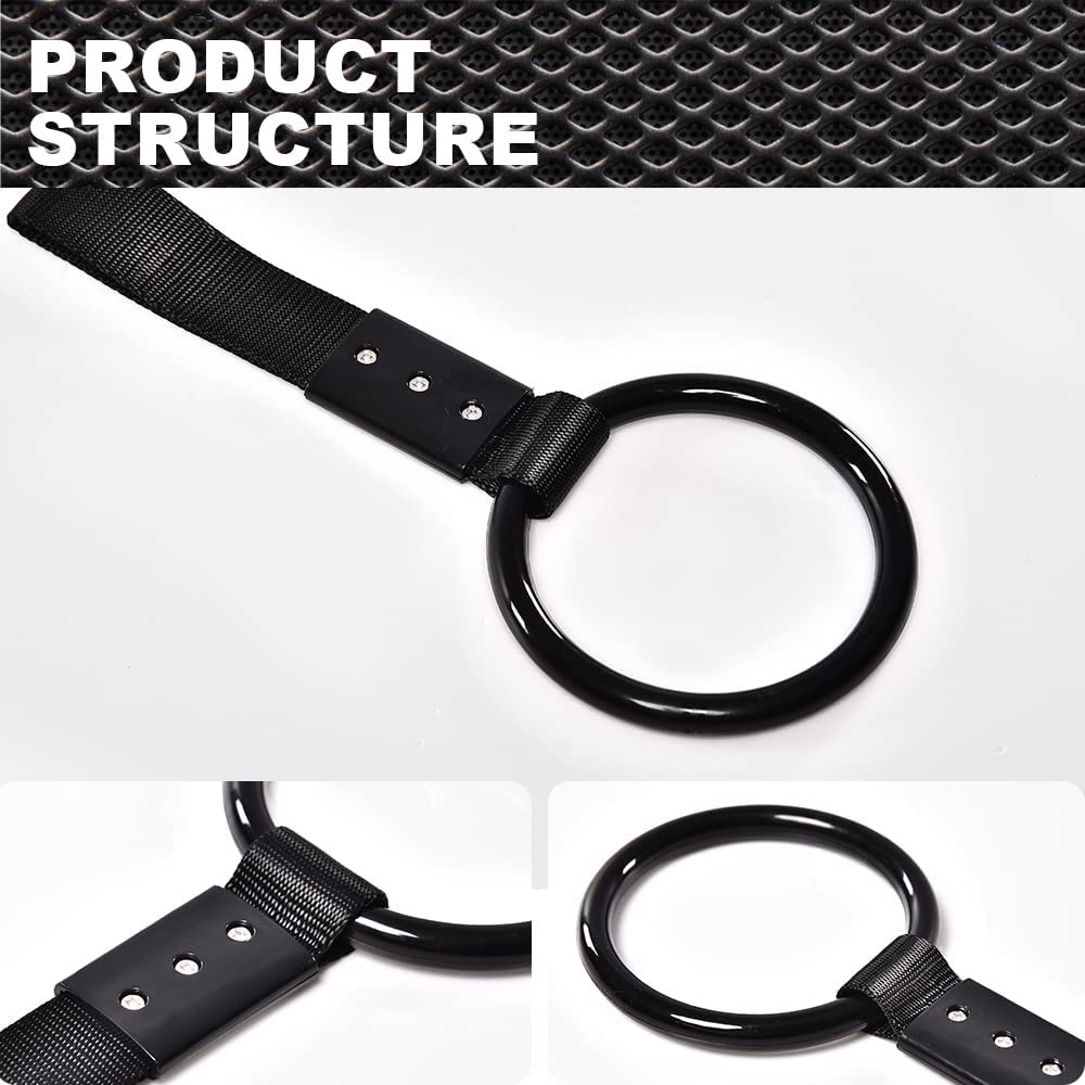 G-PLUS JDM Tsurikawa Ring Round Subway Train Bus Car Handle Hand Straps Drift Charm, Rear Bumper Warning Ring (Black)