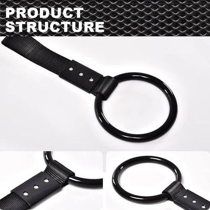 G-PLUS JDM Tsurikawa Ring Round Subway Train Bus Car Handle Hand Straps Drift Charm, Rear Bumper Warning Ring (Black)