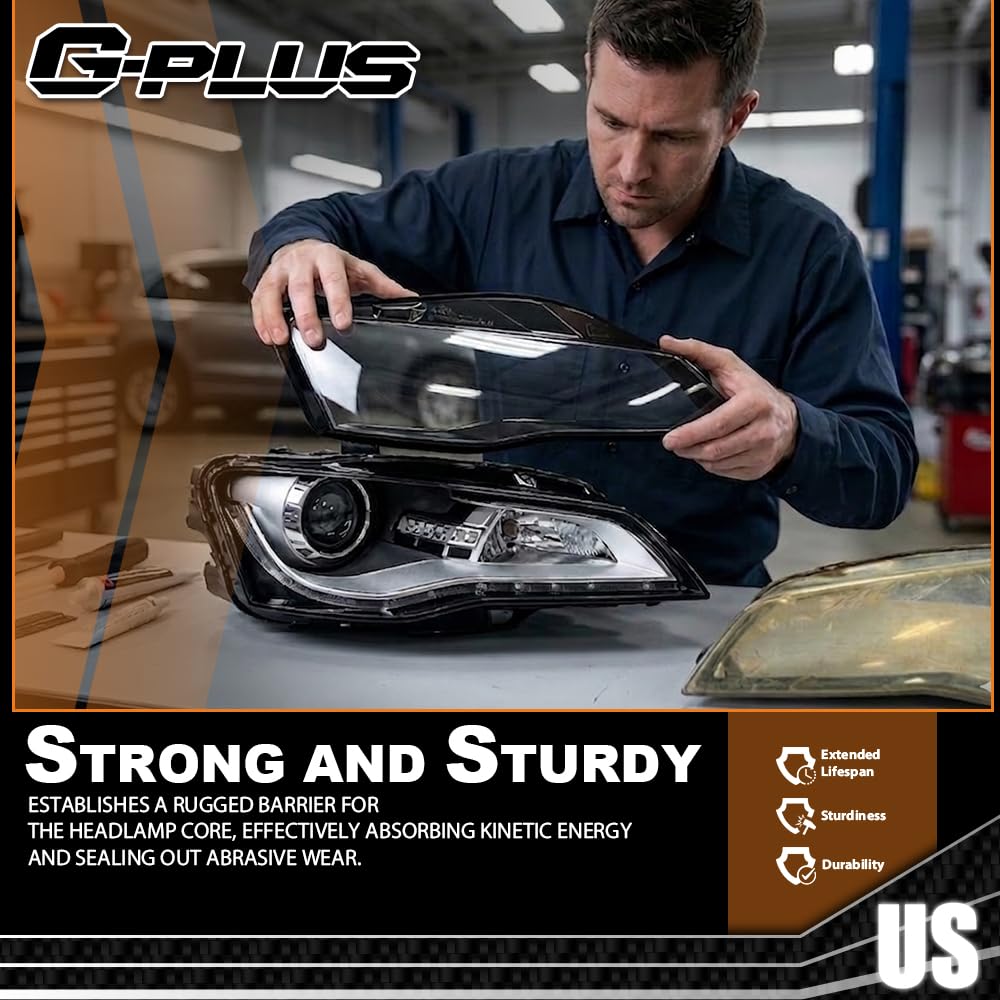G-PLUS Headlight Lens Cover Compatible with Audi R8 2008-2015 Left & Right Pair Front Headlamp Lens Cover Clear