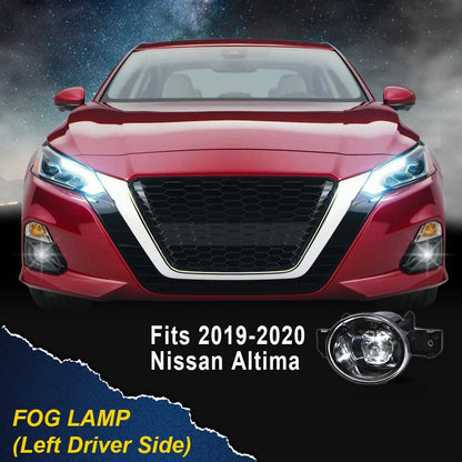 G-PLUS Fog Lights Assembly Compatible with 2019 2020 Nissan Altima 4-Door Sedan S SL SR SV Front Bumper Fog Lights w/Bulb Clear Lens LED Fog Lamps, Driver Side(Left)