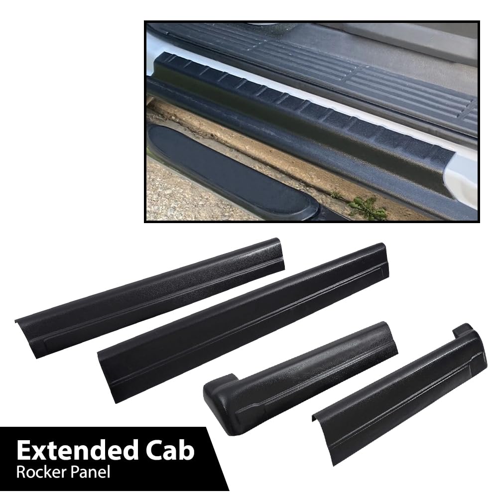 G-PLUS Rocker Panel Guard Sill Trim Compatible With Chevy Silverado/Fit GMC Sierra Extended Cab 1999-2006, Rocker Panel Protector Guard Cover Black 4PCS 14068