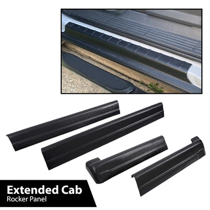G-PLUS Rocker Panel Guard Sill Trim Compatible With Chevy Silverado/Fit GMC Sierra Extended Cab 1999-2006, Rocker Panel Protector Guard Cover Black 4PCS 14068