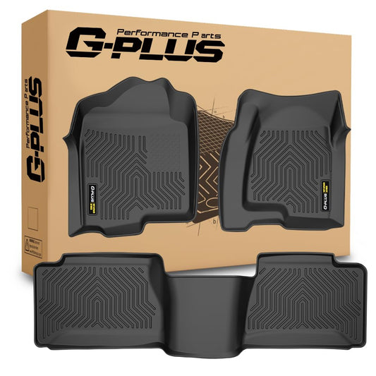 G-PLUS Floor Mats 3pcs Compatible with Chevy Silverado GMC Sierra 1500 1999-2006 & 1500 Classic 2007, Fit Silverado Sierra 2500 2001-2004, 2WD 4WD Extended Cab TPE Floor Cargo Liners