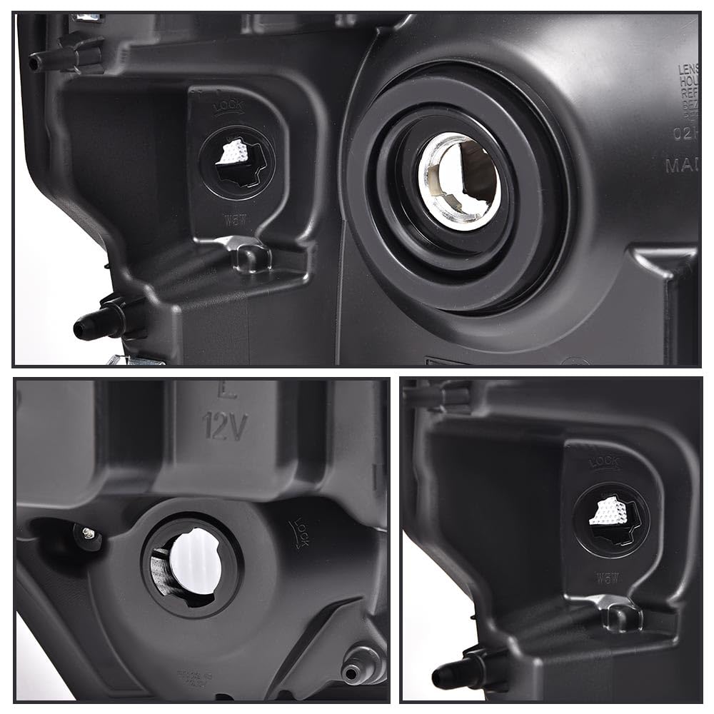 G-PLUS Headlights Assembly Compatible with Ford F150 2009-2014 Pair Left & Right Headlamps Assembly, Smoky Lens Black Housing Clear Reflector, faros delanteros, DL3Z13008A DL3Z13008B
