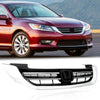 G-PLUS Front Bumper Upper Hood Grille Compatible with Honda Accord Sedan 2013 2014 2015 Replacement Black & Chrome Grill 71121T2FA01, HO1200214