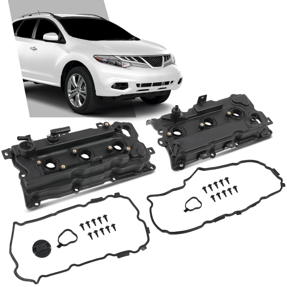 G-PLUS Left and Right Engine Valve Cover w/Gasket Compatible with Nissan Murano 2009-2014/Fit Nissan Quest 2011-2014 V6 3.5L DOHC Petrol