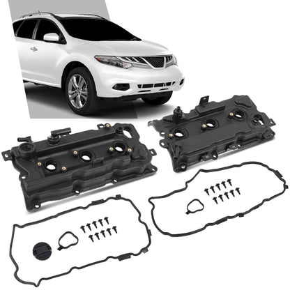 G-PLUS Left and Right Engine Valve Cover w/Gasket Compatible with Nissan Murano 2009-2014/Fit Nissan Quest 2011-2014 V6 3.5L DOHC Petrol