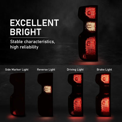 G-PLUS Tail Light Beake Lamp Compatible with Chevy Silverado 1500 2019-2023,Fit Silverado 2500HD 3500HD 2020-2023,Fit Halogen Type Only,Not Fit w/Factory LED Tail Light,Left Luces TraserasAssembly