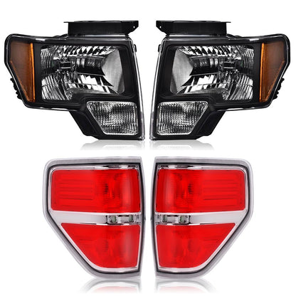 G-PLUS Headlights & Rear Tail Lights Compatible with Ford F150 2009-2014