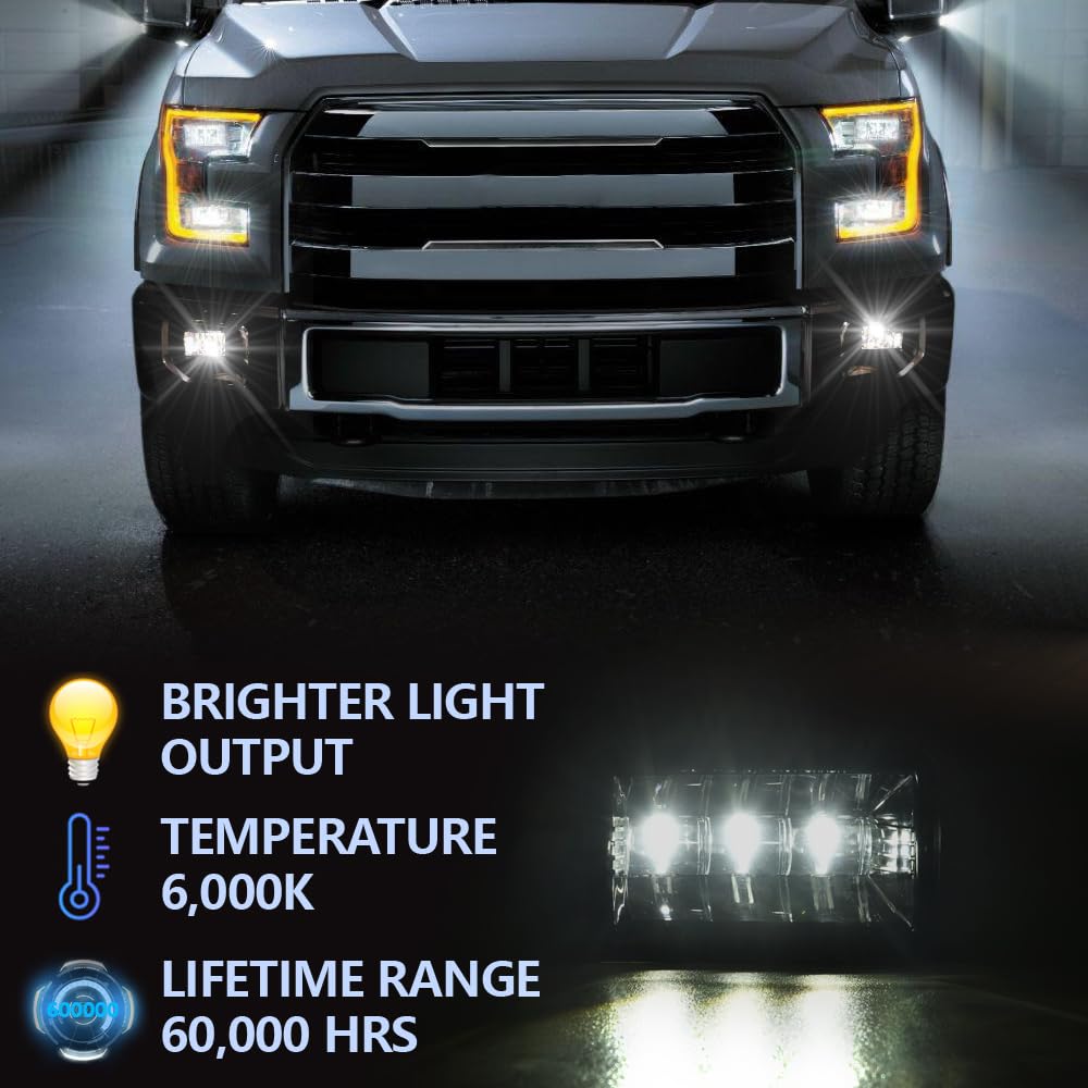 G-PLUS Upgrade LED Fog Lights Assembly Kit Compatible with 2015-later Ford F150 (all trim levels), 2017-2018 Super Duty Bumper Lamps FL3Z15200B FO2593235
