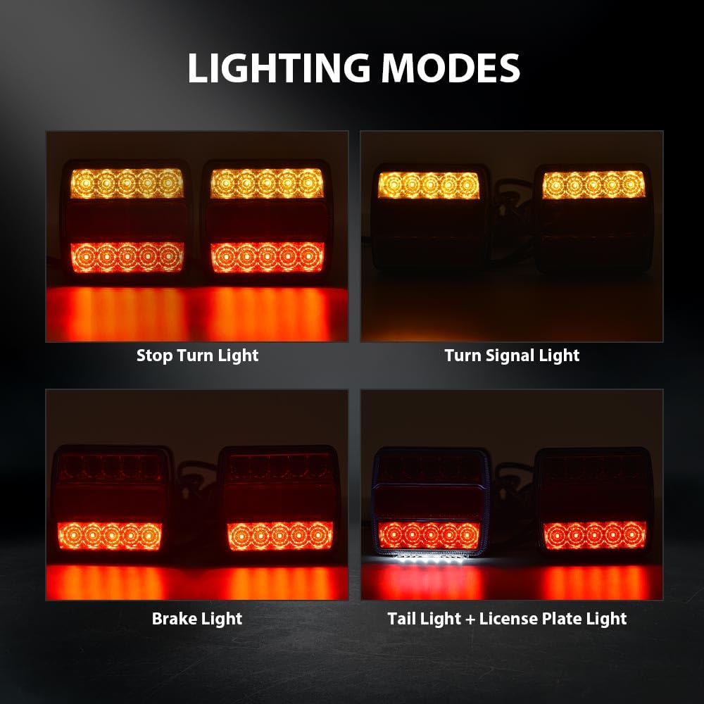 G-PLUS 2pcs Magnetic LED Trailer Towing Light Kit 24ft Cable with 7 Pin Plug Fit for 5 Wire Systems Standard Trailer RVs Campers Trucks UTEs UTVs
