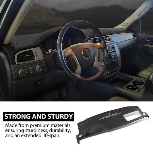 G-PLUS TPE Molded Dash Cover Cap Overlay Compatible with 2007-2014 chevy Tahoe Avalanche Suburban Yukon, Fit 2007-2013 Silverado LTZ GMC Sierra SLT Black