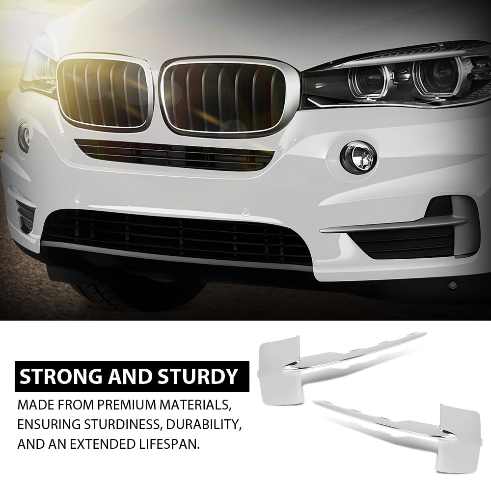 G-PLUS Front Bumper Trim Kit Compatible with BMW X5 sDrive35i xDrive35d xDrive35i xDrive50i 2014-2018,Fit BMW X5 xDrive40e 2016-2018 51117325395, 51117325396, BM1038153, BM1039153 Silver