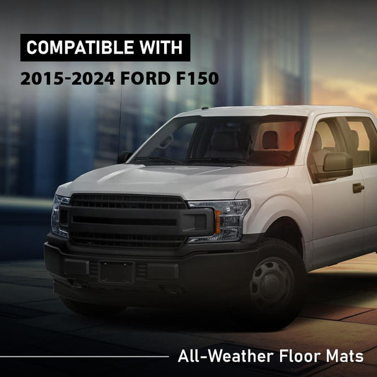 G-PLUS Cargo Liner Compatible with Ford F150 Super Crew 2015-2025(Fit 22-24 Lightning Models) All Weather Full Cover Protection Front Row TPE Floor Liners Accessories 2PCS