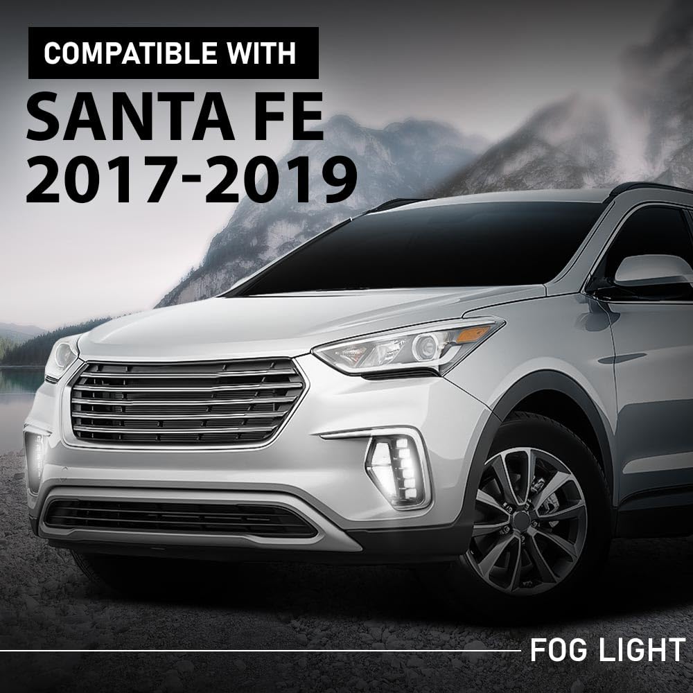 G-PLUS Front Fog Lights With Bezels Covers 4pcs Compatible with Hyundai Santa Fe 2017-2019 86564B8AC0