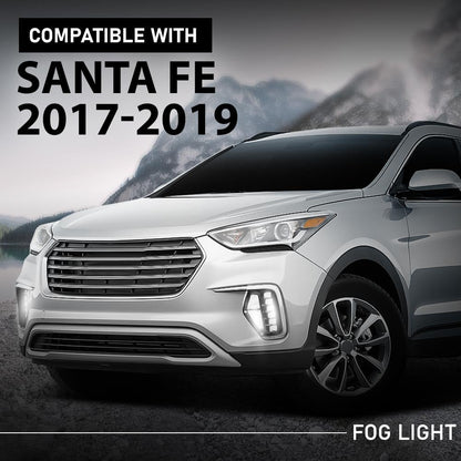 G-PLUS Front Fog Lights With Bezels Covers 4pcs Compatible with Hyundai Santa Fe 2017-2019 86564B8AC0