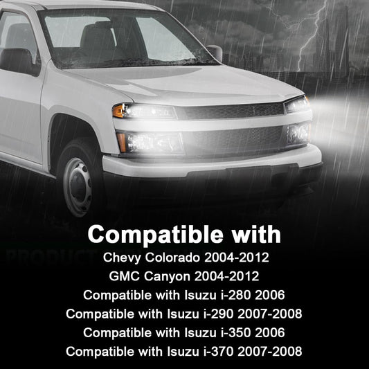 G-PLUS Headlights Fit Chevy Colorado/GMC Canyon 2004-2012,Fit Isuzu i-280 i-350 2006/i-290 i-370 2007-2008 Headlamps Clear Lens Chrome Housing Clear Reflector,faros delanteros Assembly