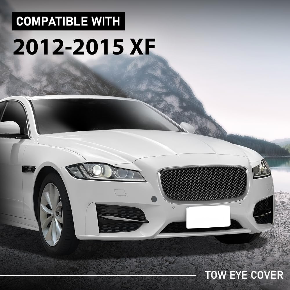 G-PLUS Front Bumper Grill Tow Hook Eye Cover Cap Compatible with Jaguar XF 2012-2015 C2Z13457, JA1029100