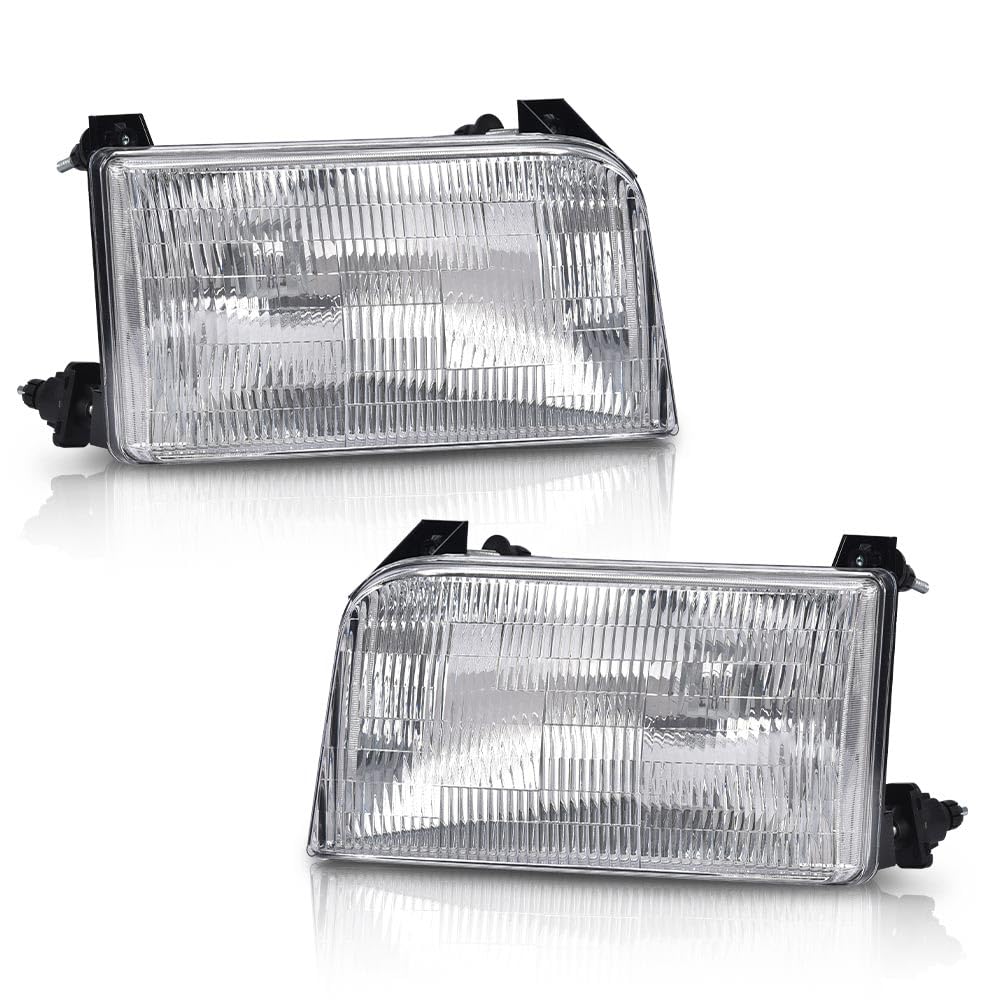 G-PLUS Headlights Assembly,Fit 1992-1996 Ford Bronco F150 F250 F53 F59/Fit 1992-1997 Ford F Super Duty & 1997 Ford F250 HD,Front Headlamps Left&Right W/o Bulbs,faros delanteros