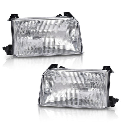 G-PLUS Headlights Assembly,Fit 1992-1996 Ford Bronco F150 F250 F53 F59/Fit 1992-1997 Ford F Super Duty & 1997 Ford F250 HD,Front Headlamps Left&Right W/o Bulbs,faros delanteros