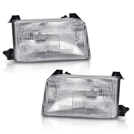 G-PLUS Headlights Assembly,Fit 1992-1996 Ford Bronco F150 F250 F53 F59/Fit 1992-1997 Ford F Super Duty & 1997 Ford F250 HD,Front Headlamps Left&Right W/o Bulbs,faros delanteros