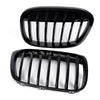 Black Front Bumper Kidney Grille Hood Grill Compatible for BMW F48 F49 X1 2016-2017